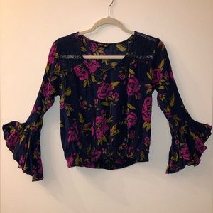 Express, Excellent Condition, Navy Floral Crop Top, Medium